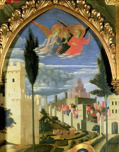 Retable de Santa Trinita, détail des anges en deuil, c.1434 tempera et or sur panneau - Fra Angelico
