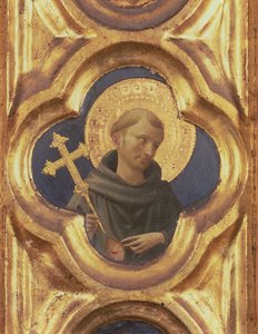 Retable de Santa Trinita, détail de la tête de Saint François, c.1434 tempera et or sur panneau - Fra Angelico