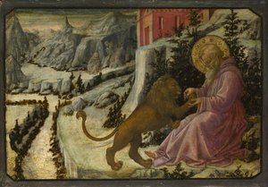 Saint Jérôme et le Lion Panneau de Predelle du Retable de la Sainte Trinité de Pistoia, 1455-1460 - Fra Filippo Lippi
