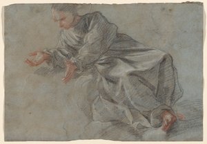 Un moine assis avec les bras étendus [Étude pour la Vierge dans la Vision du Bienheureux Felice da Cantalice] - Fra Semplice da Verona