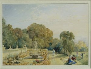Vue des jardins de Chatsworth, Derbyshire, c.1820 - Frances Elizabeth Swinburne