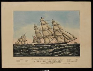 À Aaron J Westervelt Esq. constructeur du clipper de New York Sweepstakes, cette impression est respectueusement dédiée par les éditeurs... - Frances Flora Bond (c.1812 76) (after) Palmer