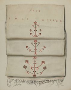 Serviette brodée allemande de Pennsylvanie