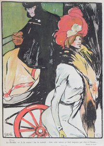 Caricature représentant un cocher avec une courtisane, 1901