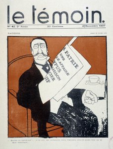 Affaire Dreyfus: «Encore un traître juif!... Je ne suis pas antisémite, mais, vraiment, celui-là aurait pu être catholique» (bourgeois juif lisant la presse), dessin par Xavier Gose - dans «Le Témoin» du 02/11/1907 - Francesc Xavier Gosé