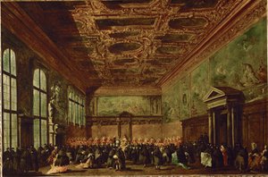 La salle du college au palais des Doges a Venise - La salle du conseil au palais des Doges, Venise ...