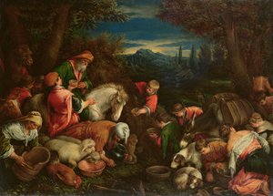 Jacob et Laban au puits, 1590 - Francesco Bassano