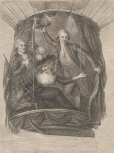 Ascension de Madame Sage, Chevalier Biggin et Capitaine Vincent Lunardi en montgolfière, 20 juin 1785