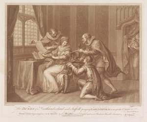 Les ducs de Northumberland et de Suffolk demandent à Lady Jane Grey d