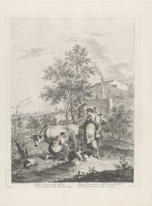 Paysage avec une trayeuse de vaches - Francesco Bartolozzi