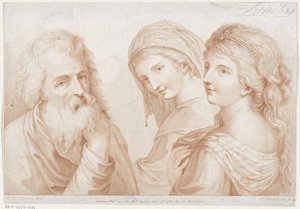 Deux jeunes femmes et un vieil homme