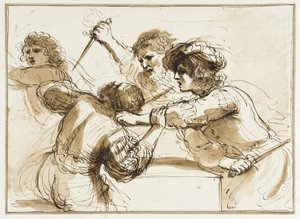 Deux hommes tuant Amnon tandis qu