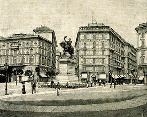 Monument à Victor Emmanuel II (1820-1878), par Francesco Barzaghi (1839-1892), Piazza Corvetto, Gênes, Ligurie, Italie - Francesco Barzaghi