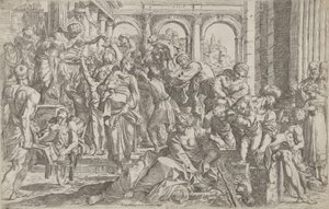 Saint Roch distribuant des aumônes à un groupe de personnes autour de lui, après..., 1590-1600 - Francesco Brizio