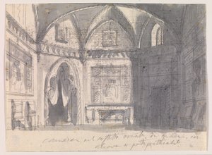 Salle avec voûtes gothiques et alcôve
