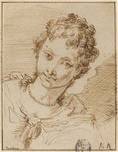 Jeune femme élégante avec un collier de perles - Francesco Fontebasso