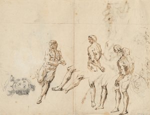 Tête de femme et études de nu masculin [verso] - Francesco Fontebasso