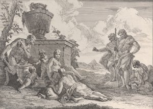Satyre avec Massue et Sept Figures, des Bacchanales et Histoires, 1744 - Francesco Fontebasso