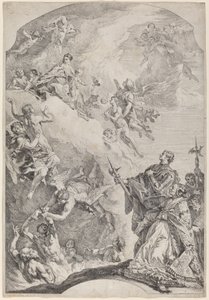 Saint Grégoire I délivrant les âmes du purgatoire - Francesco Fontebasso after Sebastiano Ricci