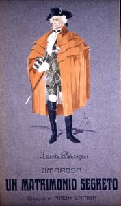 Personnage « Comte Robinson » dans « Le Mariage secret » (Matrimonio Segreto) de Domenico Cimarosa (1749 - 1801). Costume de F. Gamba - Scala de Milan