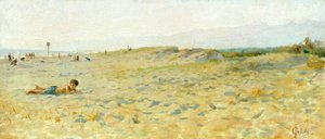 Plage à Cinquale par Francesco Gioli (1846-1922)