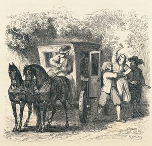 Enlèvement de Lucy, épisode des Fiancés, par Alessandro Manzoni, illustration de Francesco Gonin pour l