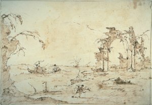 Capriccio avec une rafale sur la lagune - Francesco Guardi