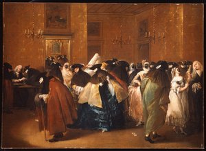 Dames et messieurs en costume de carnaval au Ridotto, Venise - Francesco Guardi