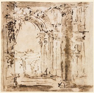 Paire de dessins : Esquisse du labyrinthe de la Villa Pisani et Piazza San Marco avec le Palais des Doges