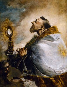 Saint en adoration de la Sainte Eucharistie ou Saint Norbert en extase - Francesco Guardi