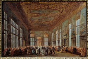 Le Doge de Venise Alvise IV Mocenigo (1701-1778) offre le petit-déjeuner aux ambassadeurs - Francesco Guardi
