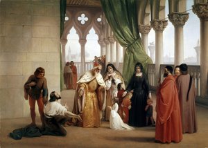 Les Deux Foscari : Francesco Foscari, Doge de Venise bannissant son fils Jacopo pour correspondance traîtresse en exil - Francesco Hayez