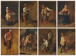 Huit études de figures de paysans et de bergers - Francesco Londonio