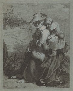 Paysanne assise avec enfant endormi