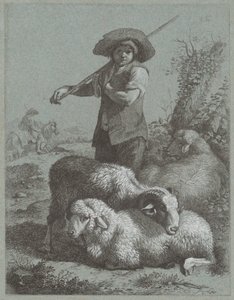 Garçon berger avec des moutons - Francesco Londonio