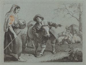 Berger indiquant la direction à une bergère, 1762 - Francesco Londonio