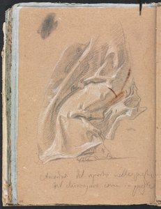 Carnet de croquis de Vérone : Étude de draperie avec pied et inscription page 88, 1760 - Francesco Lorenzi