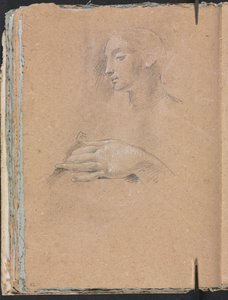 Carnet de croquis de Vérone : Tête féminine et main gauche (page 42) - Francesco Lorenzi