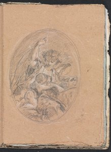 Carnet de croquis de Vérone : Figure avec enfant dans un médaillon, page 67, 1760