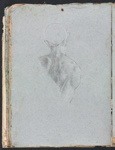 Carnet de croquis de Vérone : Nu masculin tête et épaules de dos page 62, 1760 - Francesco Lorenzi