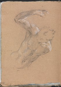 Carnet de croquis de Vérone : Nu masculin avec bras droit levé, page 32, 1760 - Francesco Lorenzi
