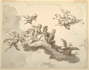 Design pour un plafond peint : Triomphe de la douceur et de la force