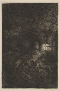 Le Repos pendant la Fuite en Égypte: Une Scène Nocturne copie inversée, fin 18ème-milieu 19ème siècle - Francesco Novelli