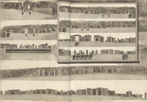Sections transversales, montrant les différents aspects des bâtiments montrés dans le plan de Pompéi..., 1804