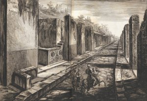 Vue de la rue entrant sous la porte de la ville de Pompéi - Francesco Piranesi