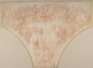 La pomme de discorde lancée par Éris au mariage de Pélée et Thétis : Étude pour fresque..., 1504-70 - Francesco Primaticcio