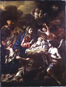 Nativité avec anges adorateurs et Annonciation aux bergers - Francesco Solimena