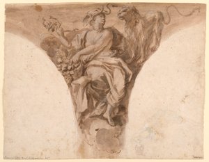 Dessin, Afrique, Projet de pendentif dans le vestibule baptismal de Saint-Pierre, Rome, 1713-26 - Francesco Trevisani