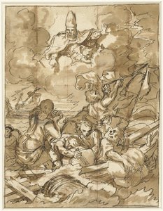 Saint Nicolas calme la tempête en mer - Francesco de Mura