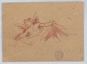 Croquis de putti avec draperie - Francis Augustus Lathrop